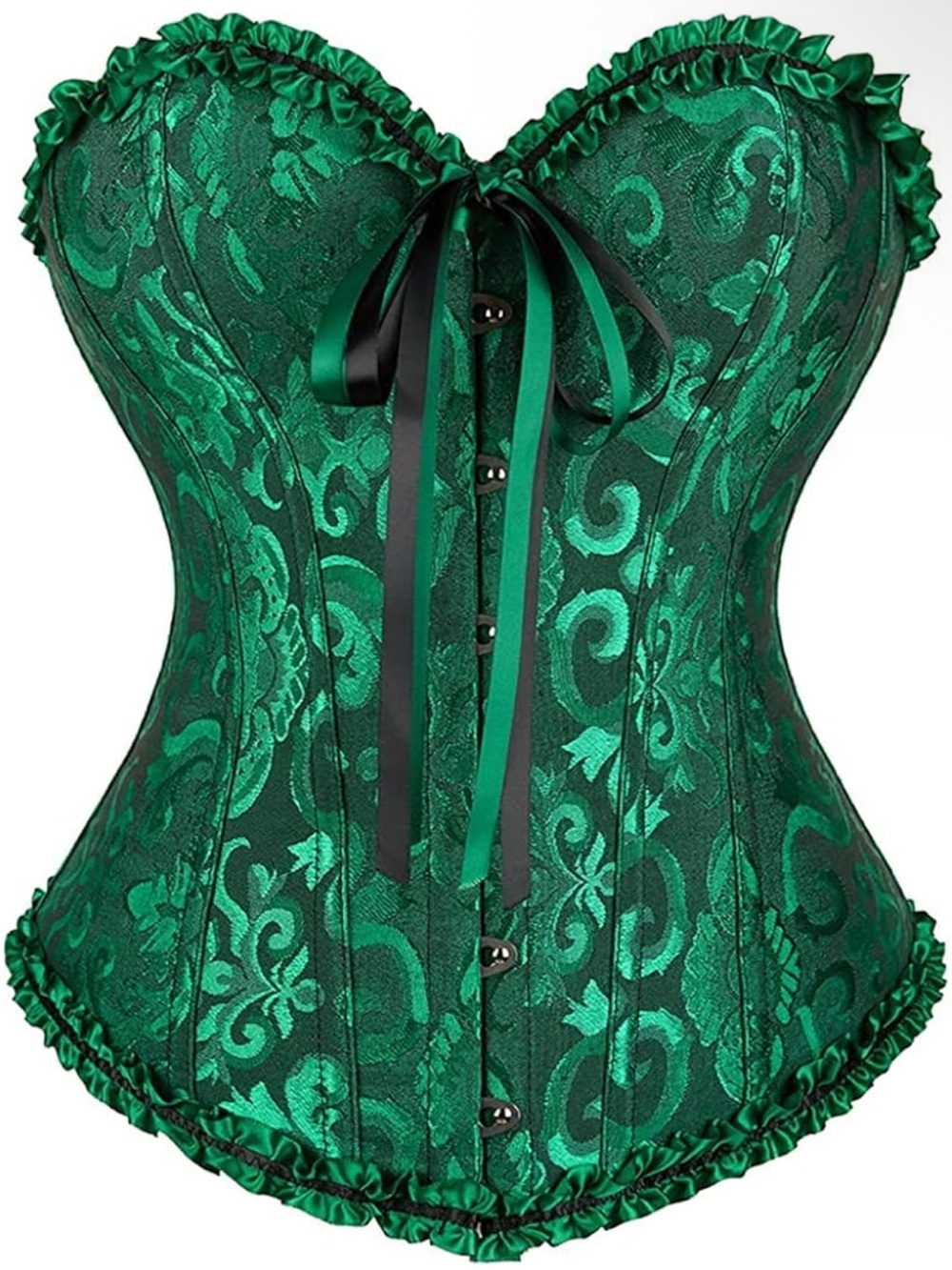 Emerald Green Lace-Pattern Overbust Corset